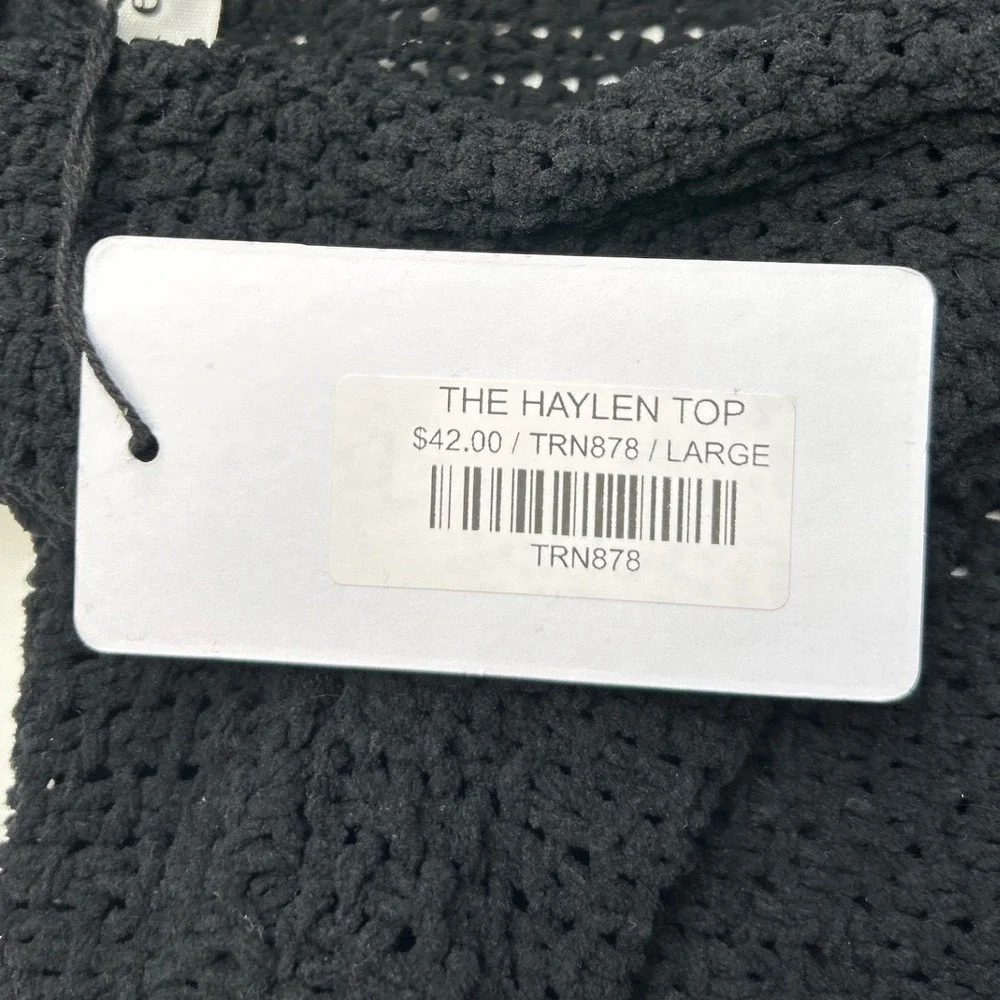 NWT Heyday Haylen Sleeveless Cowl Neck Chunky Open Knit Sweater Black Size L